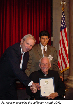 Fr. Wasson receives the 2003 Jefferson Award