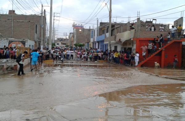 A flooded street in Peru
